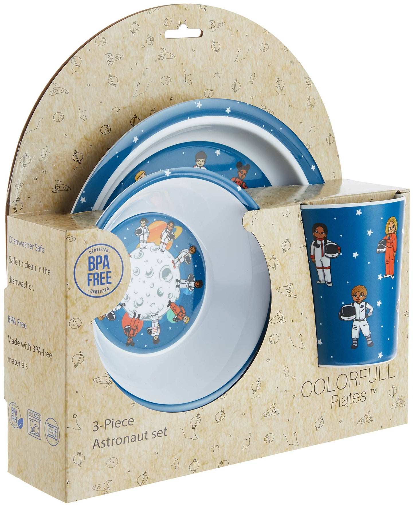 3-piece Melamine Space Theme Mealtime Set