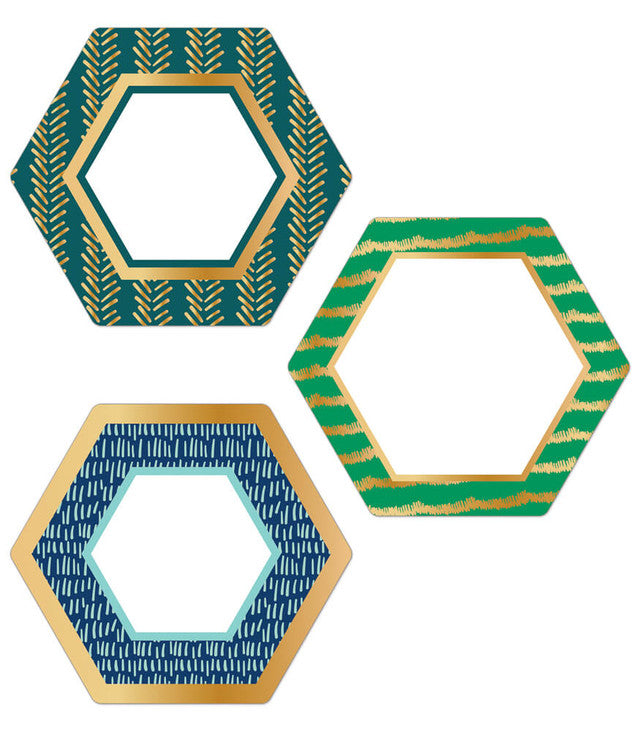 Hexagons with Gold Foil Cutouts