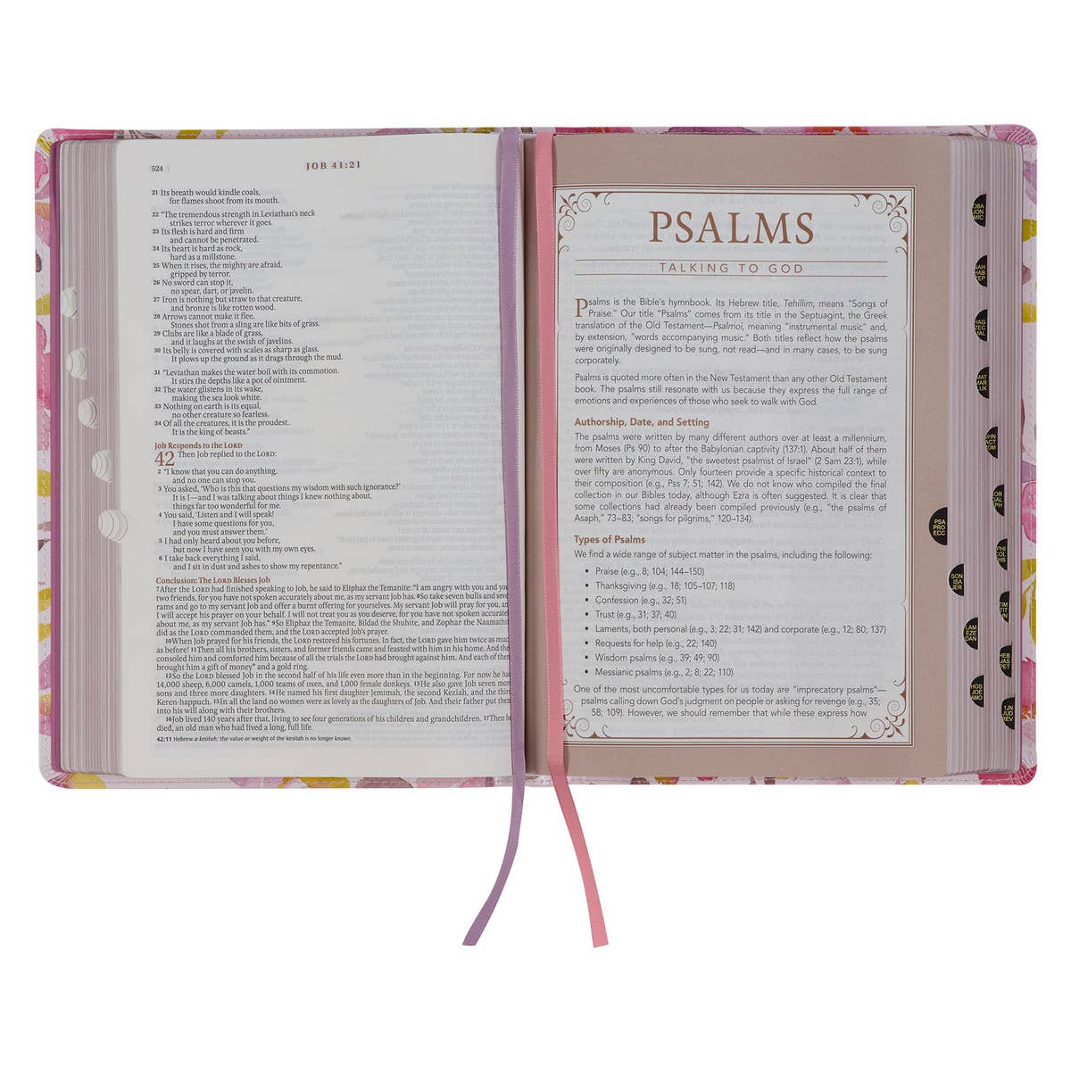 Pink Floral Spiritual Growth Bible New Living Translation