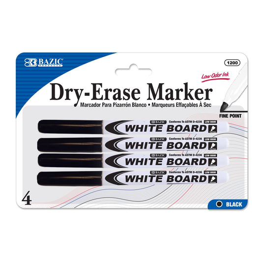 Black Fine Tip Dry-Erase Marker (4/Pack)