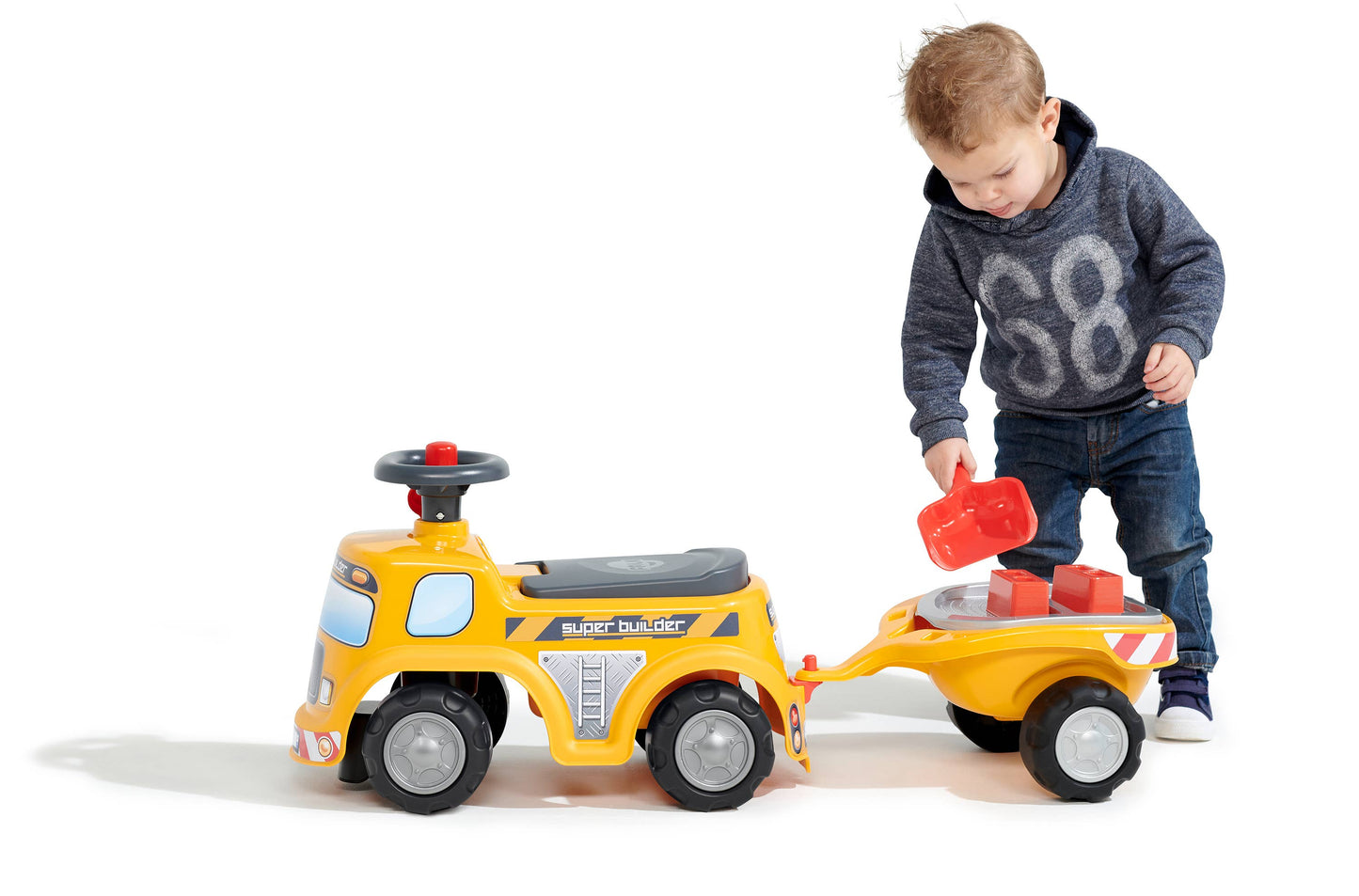 Super Builder Vehicle W/ Trailer &Sand Playset Ride-on 1-3 Y