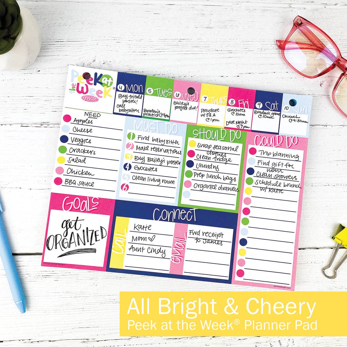 Peek at the Week® Weekly Planner Pad | Open Stock: All Bright & Cheery