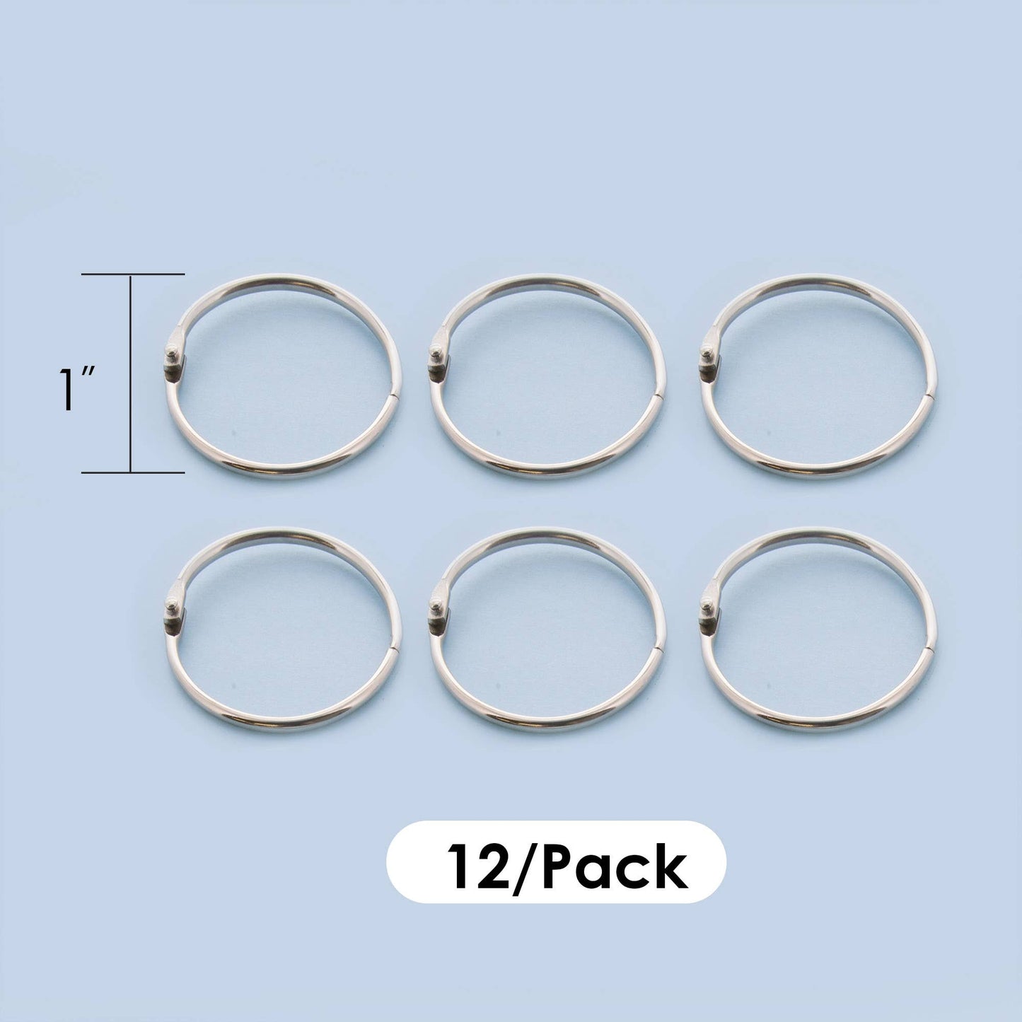1" Metal Book Rings (12/Pack): 24