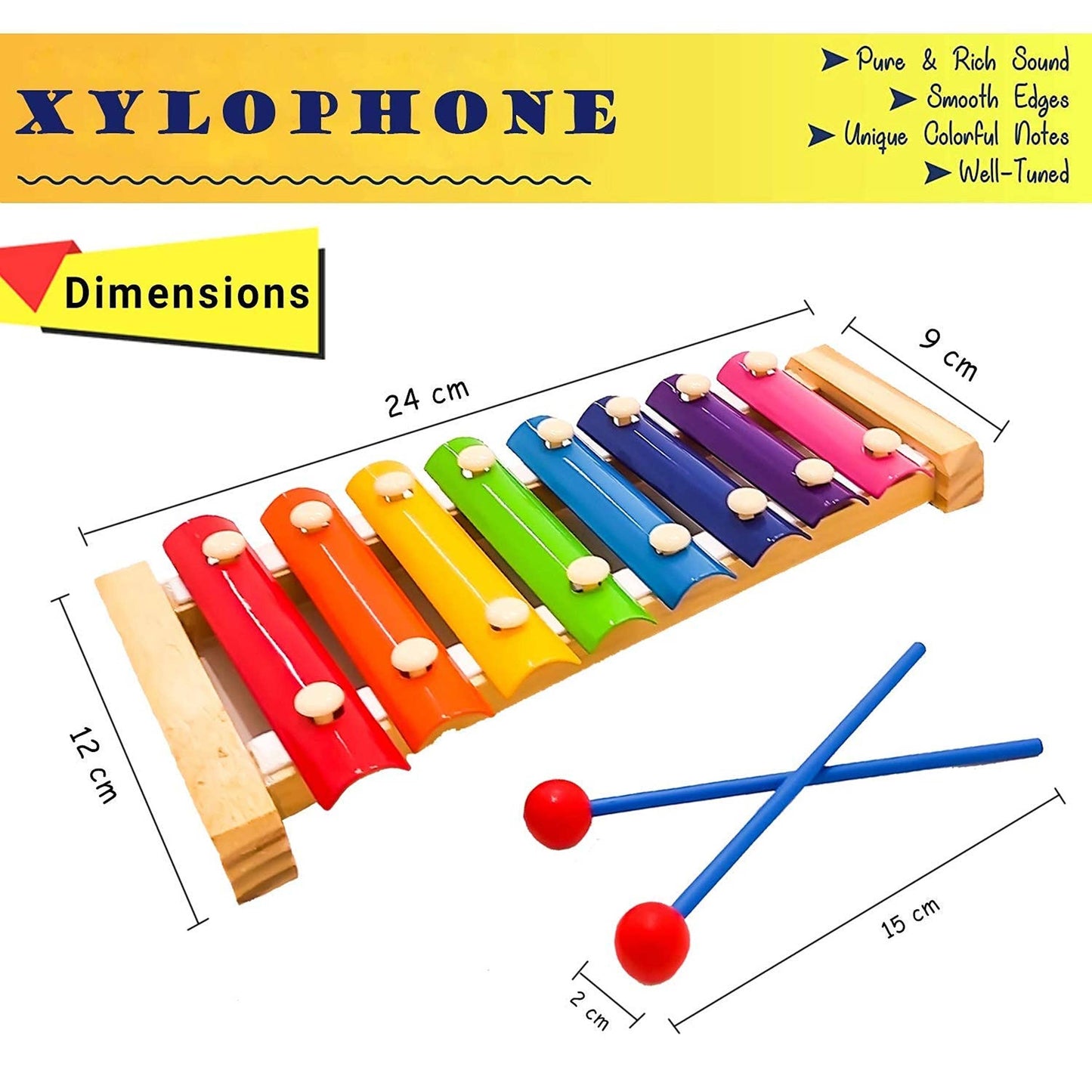 Rainbow Xylophone Instrument with Sticks