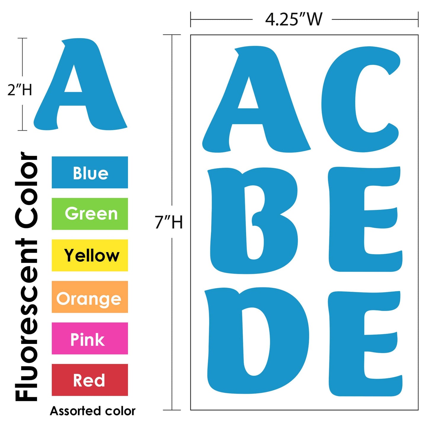 Alphabet & Number 2" Fluorescent Color (10 SHEETS): 24