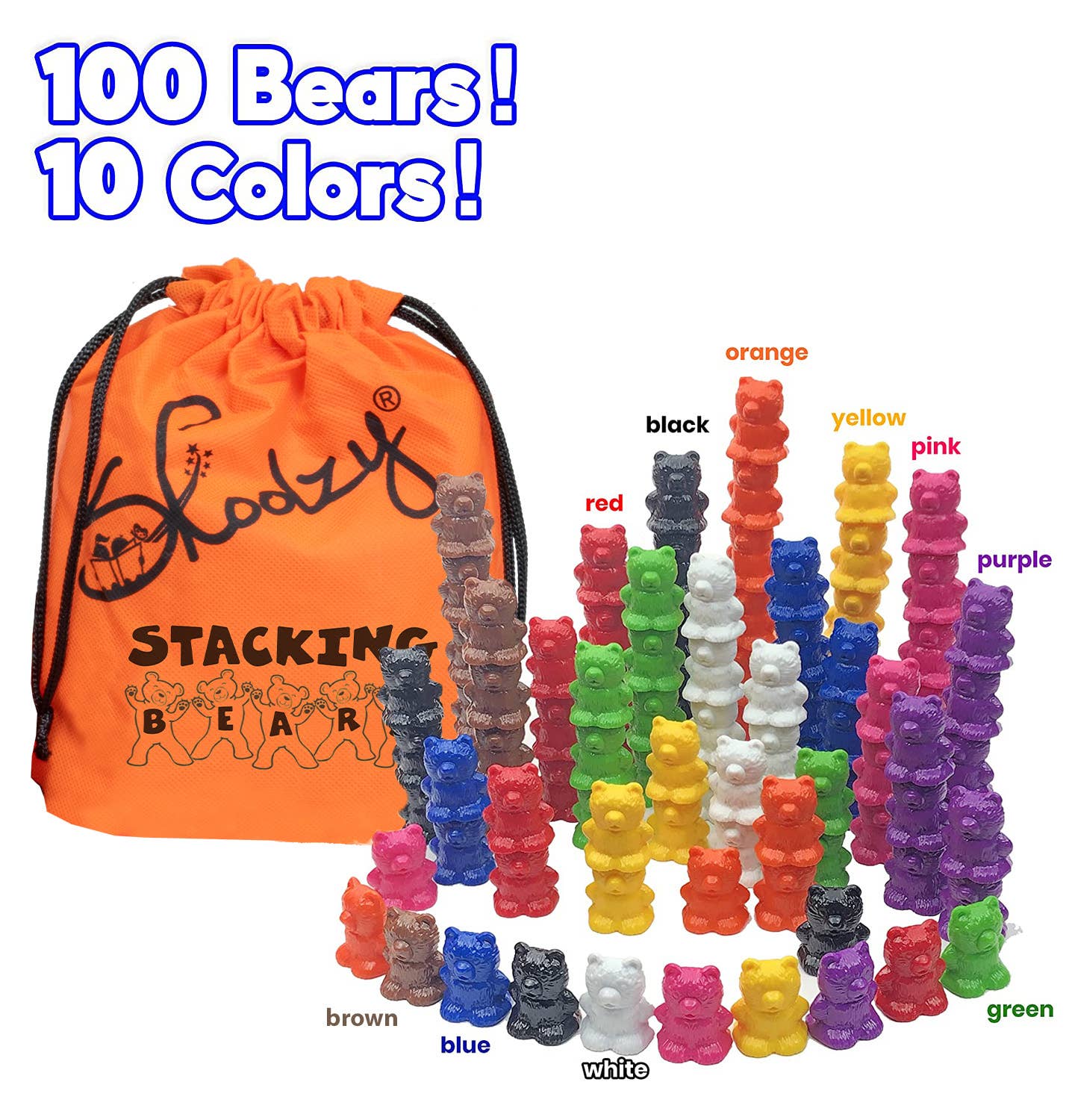 Sorting Bears Counters. Learning Activities 10 colors. 100pc