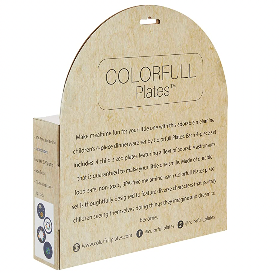 4-Piece Plate Melamine Space Theme Plate Set