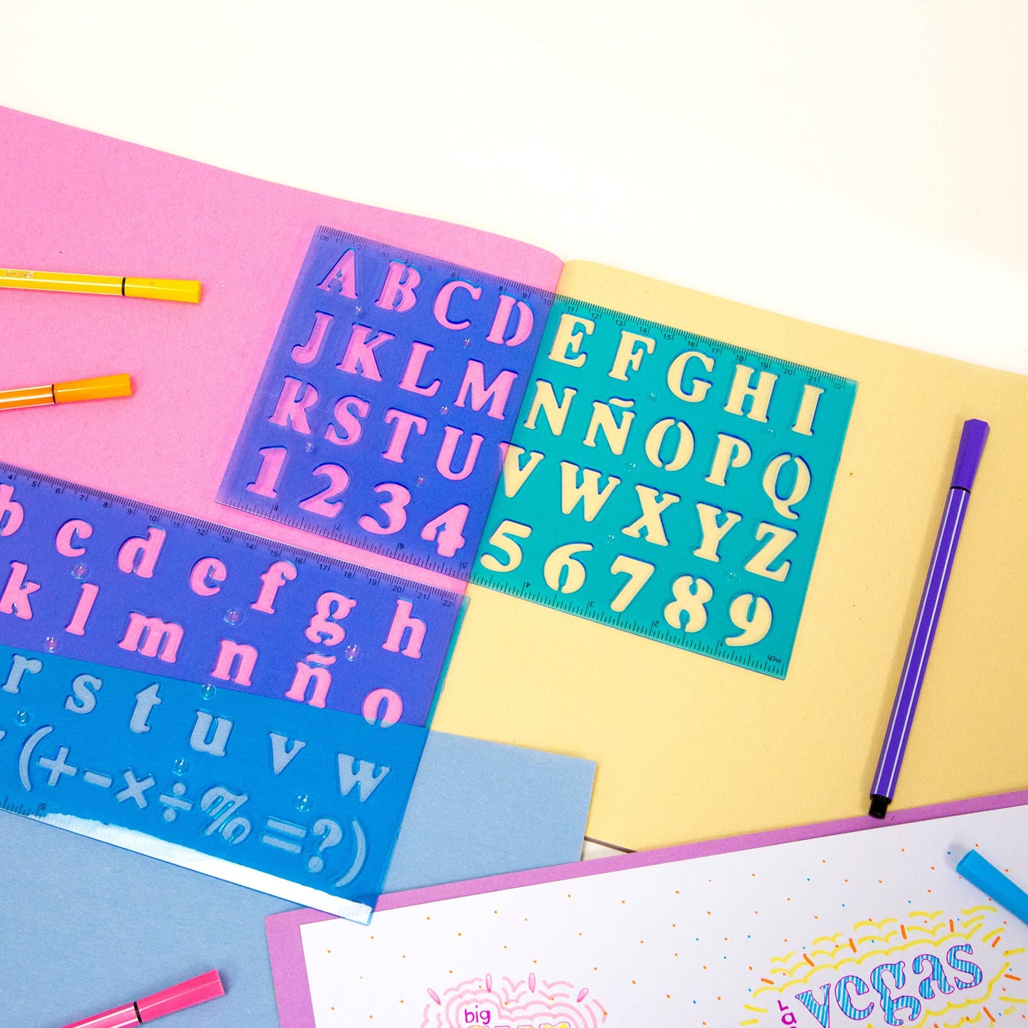 20mm Size Lettering Stencil Ruler Sets (2/Pack): 24