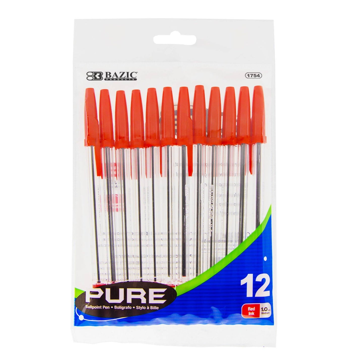 Pure Red Stick Pen - Pack of 12: Red