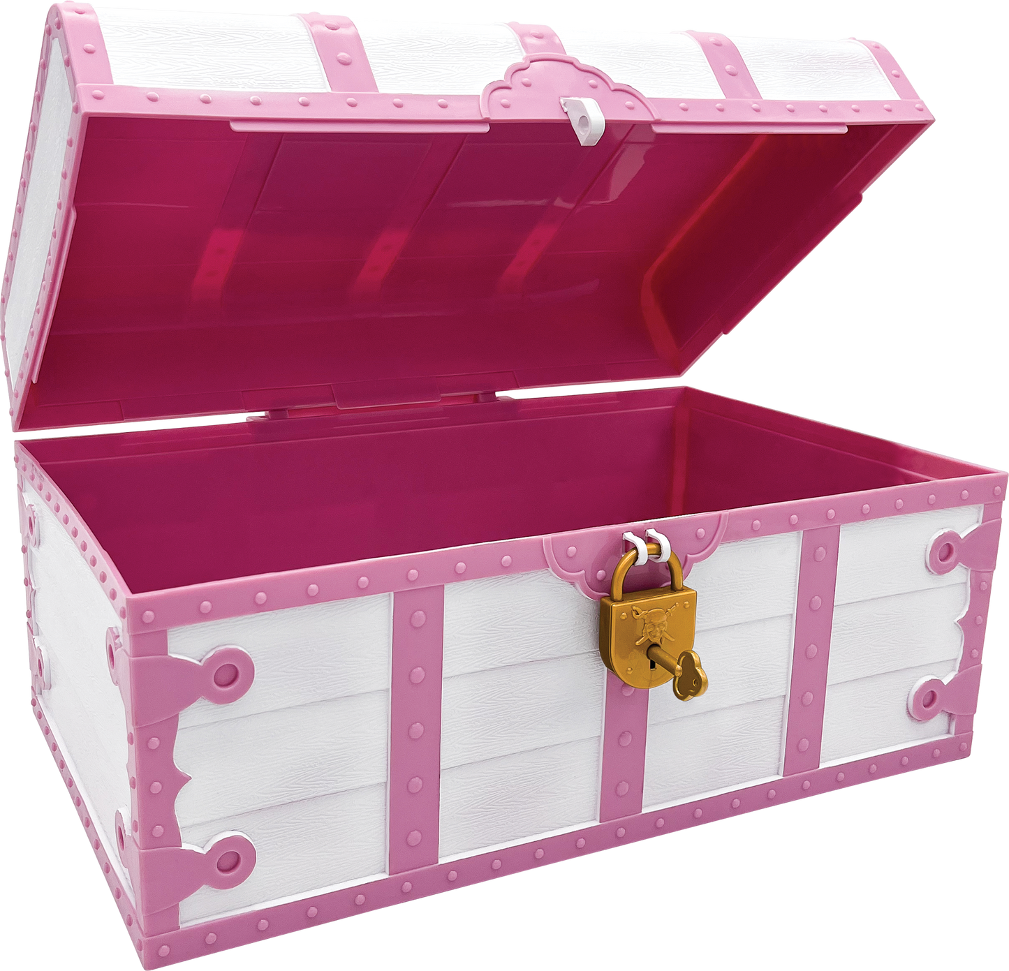 Pink and White Treasure Chest with Lock and Key