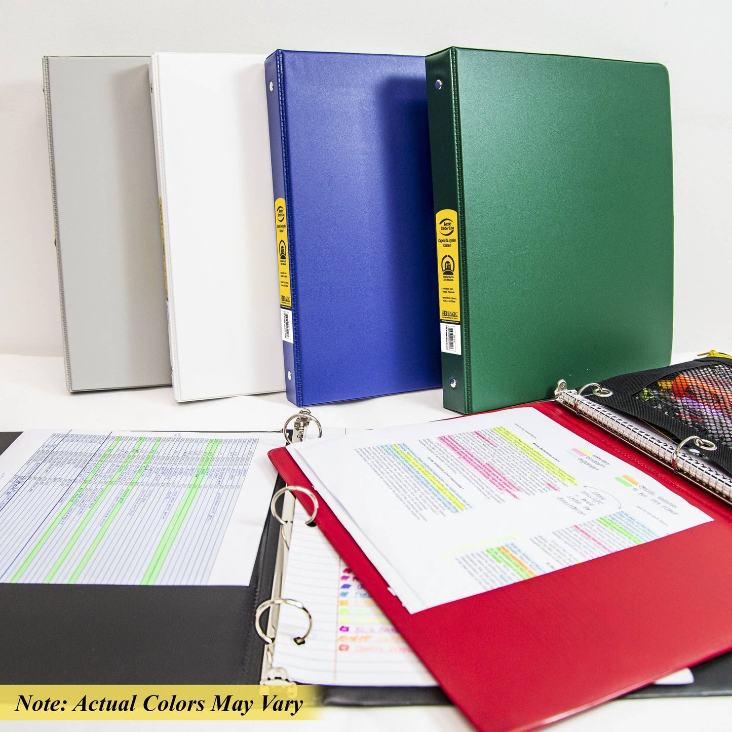 1.5" Assorted Color 3-Ring Binder w/ 2-Pockets