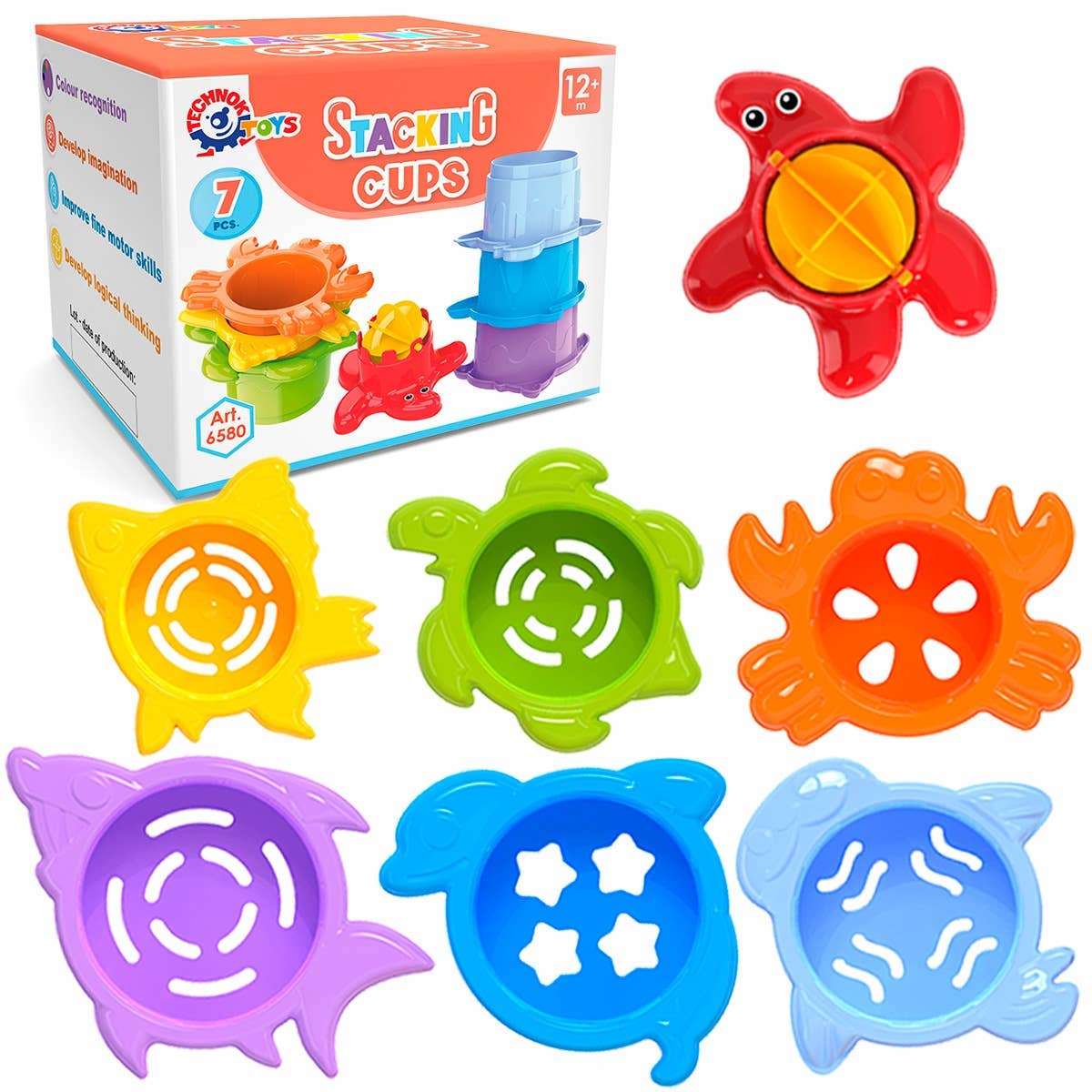 TECHNOK Stacking Cups (7 Pieces) - Sea Animal Shapes