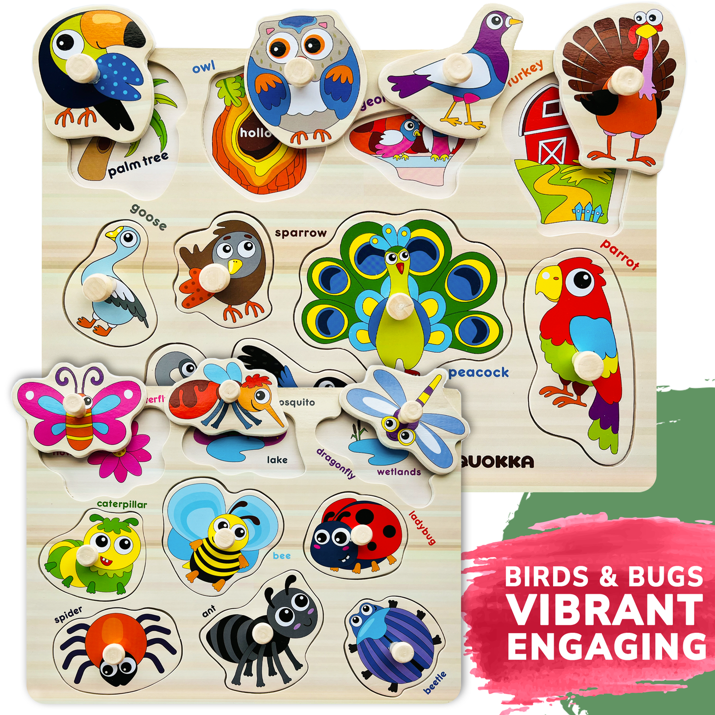 6xSET Wooden Puzzles for Toddlers |ABC, Numbers, Animals