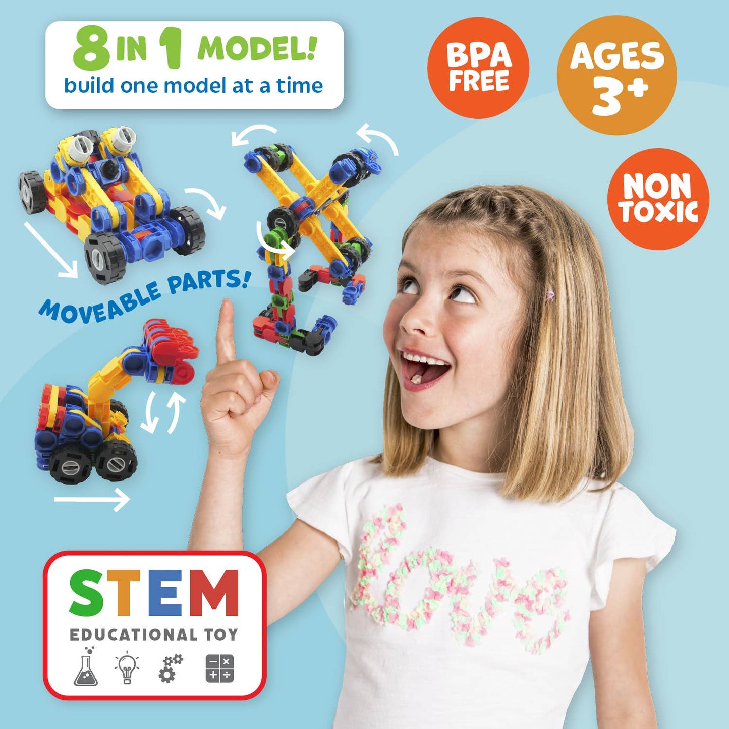 Klikio STEM Toys Kit - 98 Pc Educational Construction Set