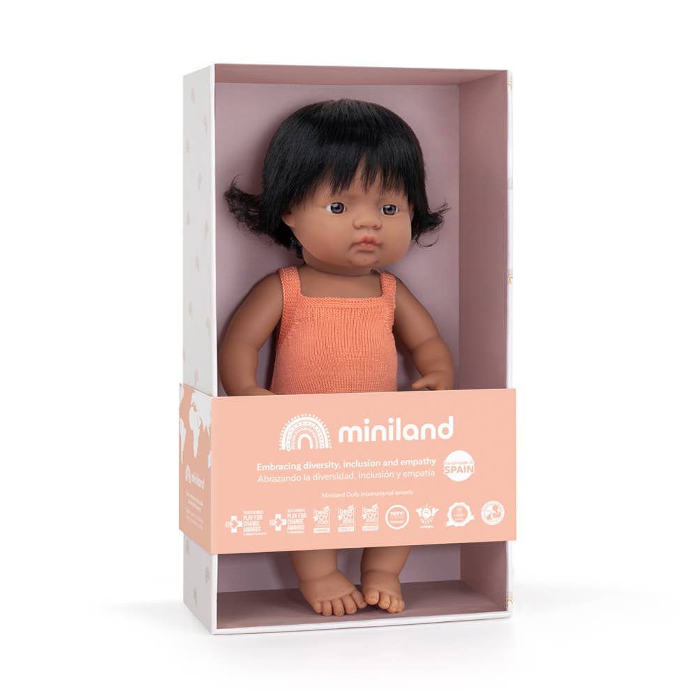 Colourful Doll Latin American Girl 15” Salmon rompers