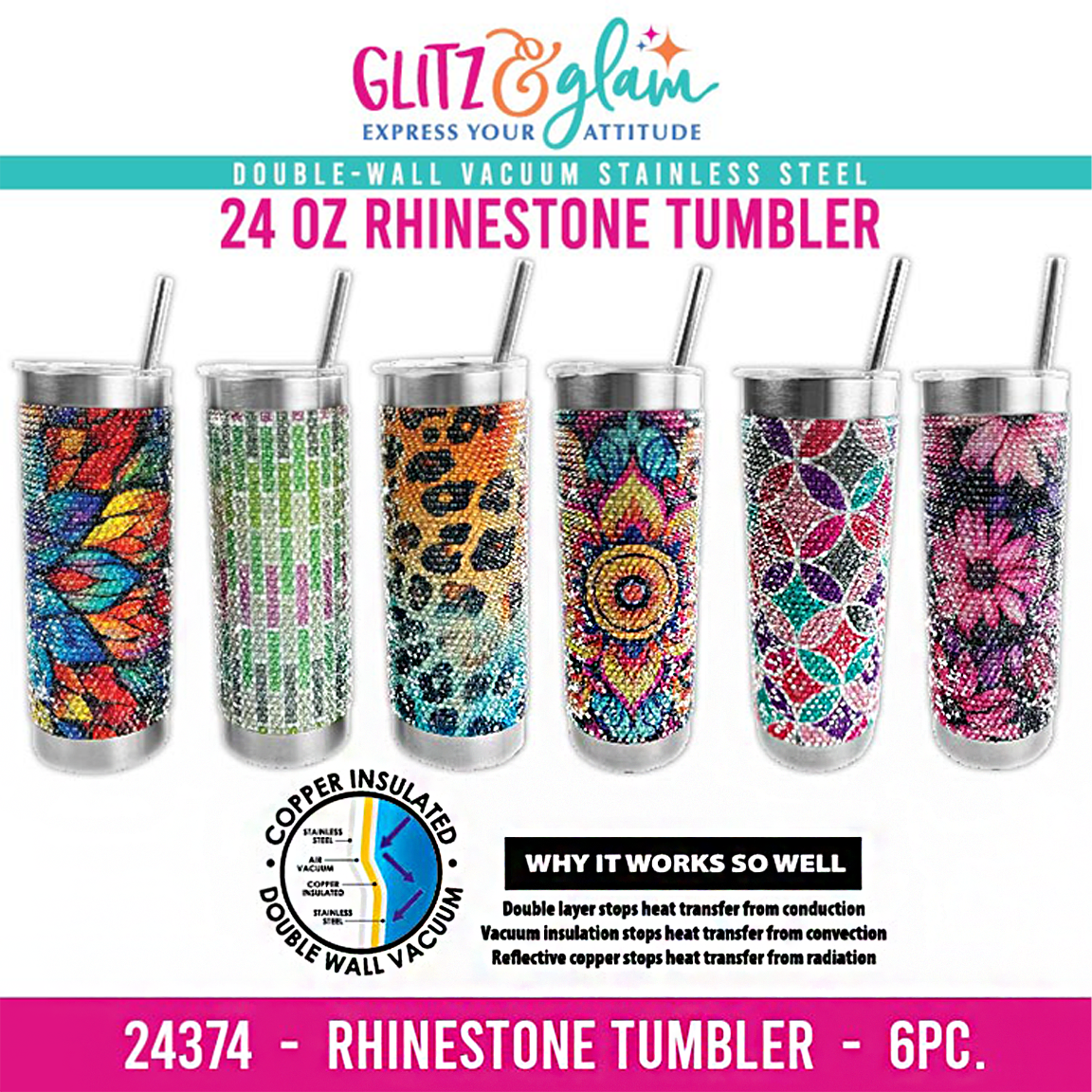 ROUGHNECK 24OZ RHINESTONE TUMBLER CUP