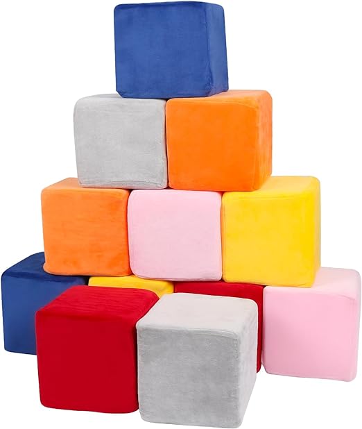 Foam Blocks for Toddlers, 5.5" Soft Building Blocks for Toddlers Colorful Stacking Blocks for Kids - 12 Pieces