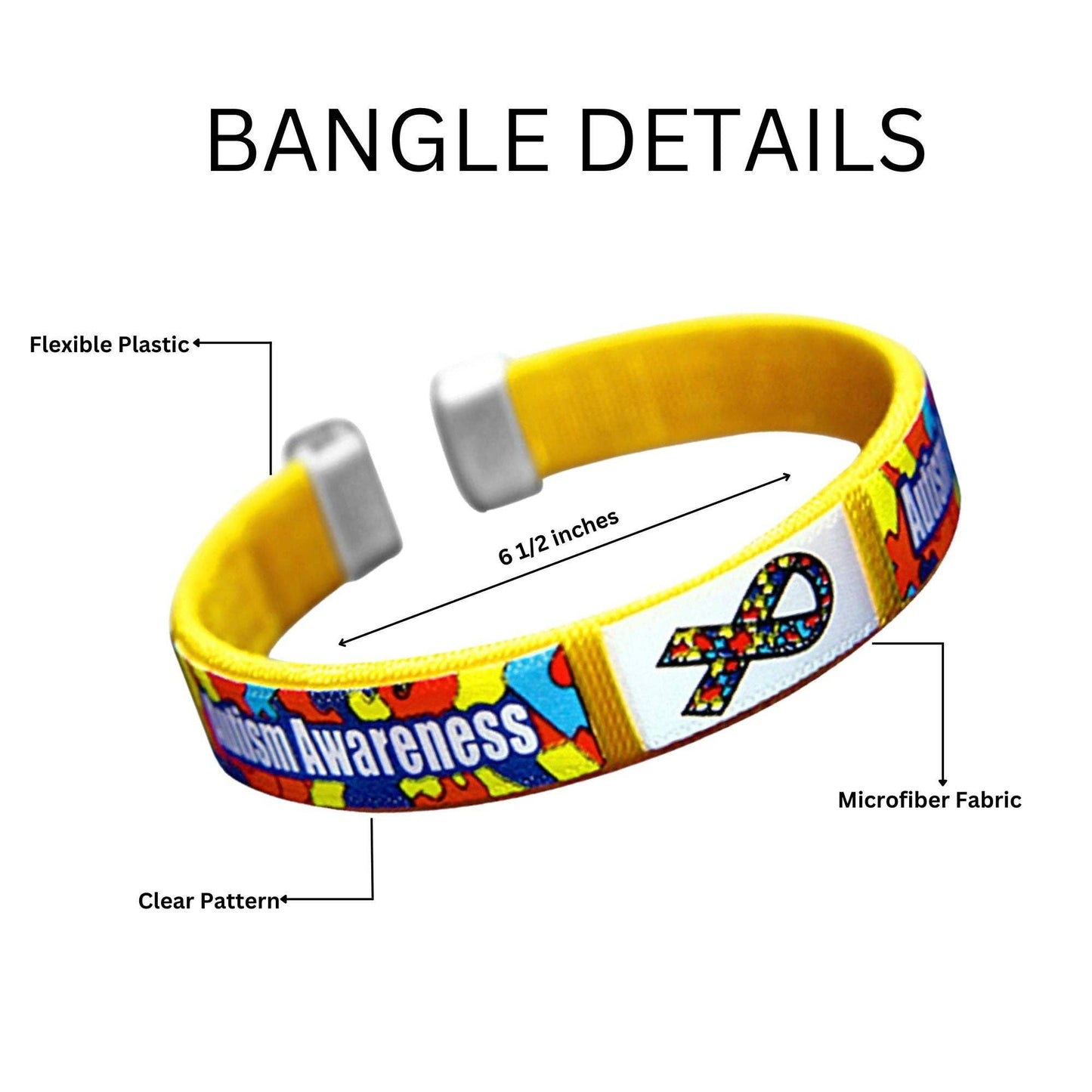 Autism Awareness Adult Bangle Bracelets: 1 Bracelet