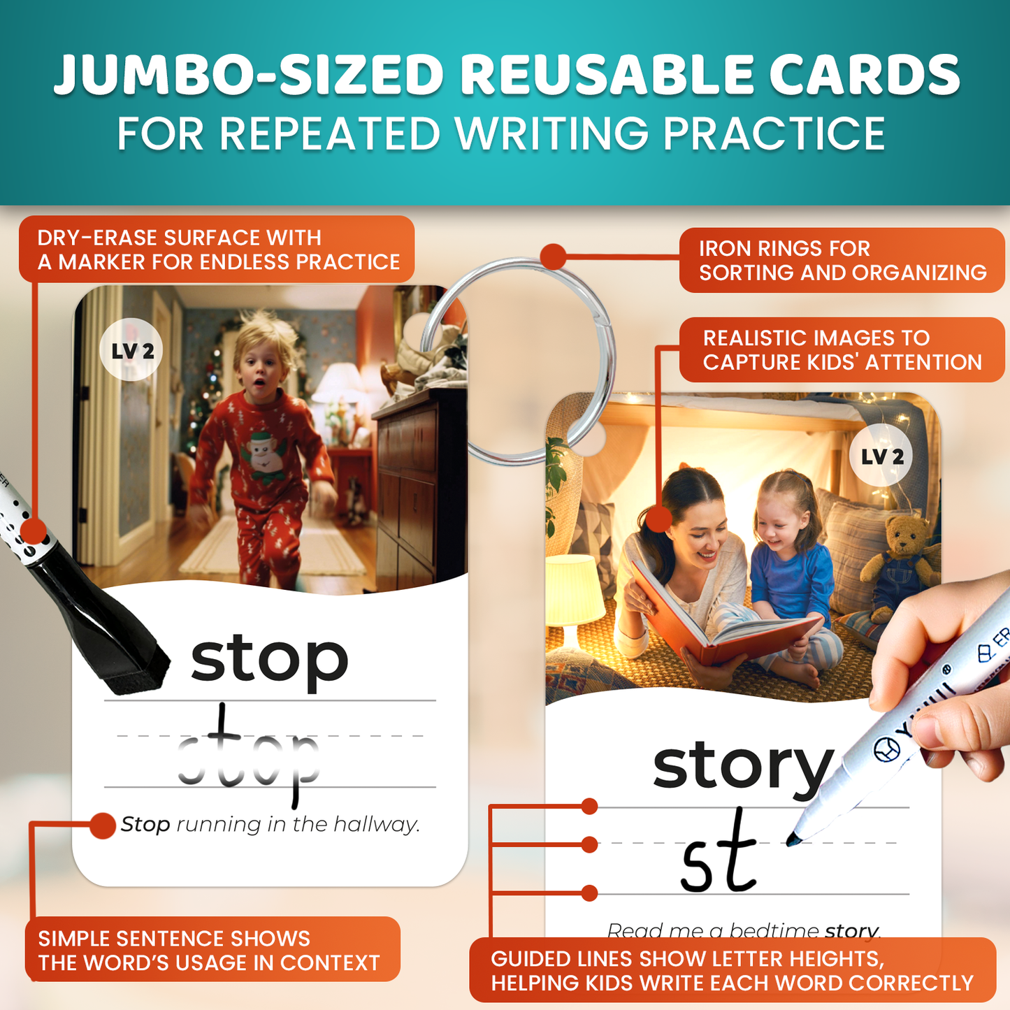 Flash Cards Writing Realistic Images
