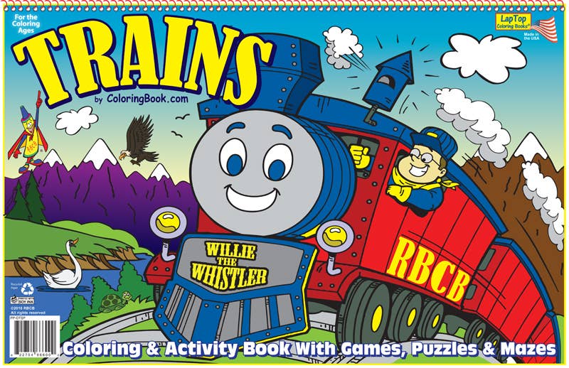 12-Pack Trains LapTop Coloring Book 17"x11"