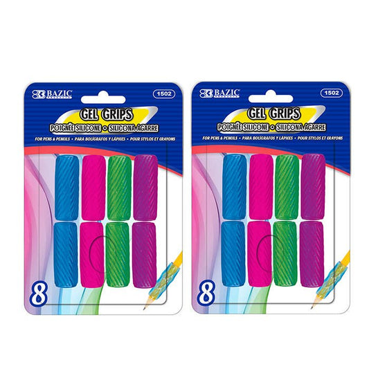 Assorted Color Shape Gel Pencil and Pen Grip - Pack of 8