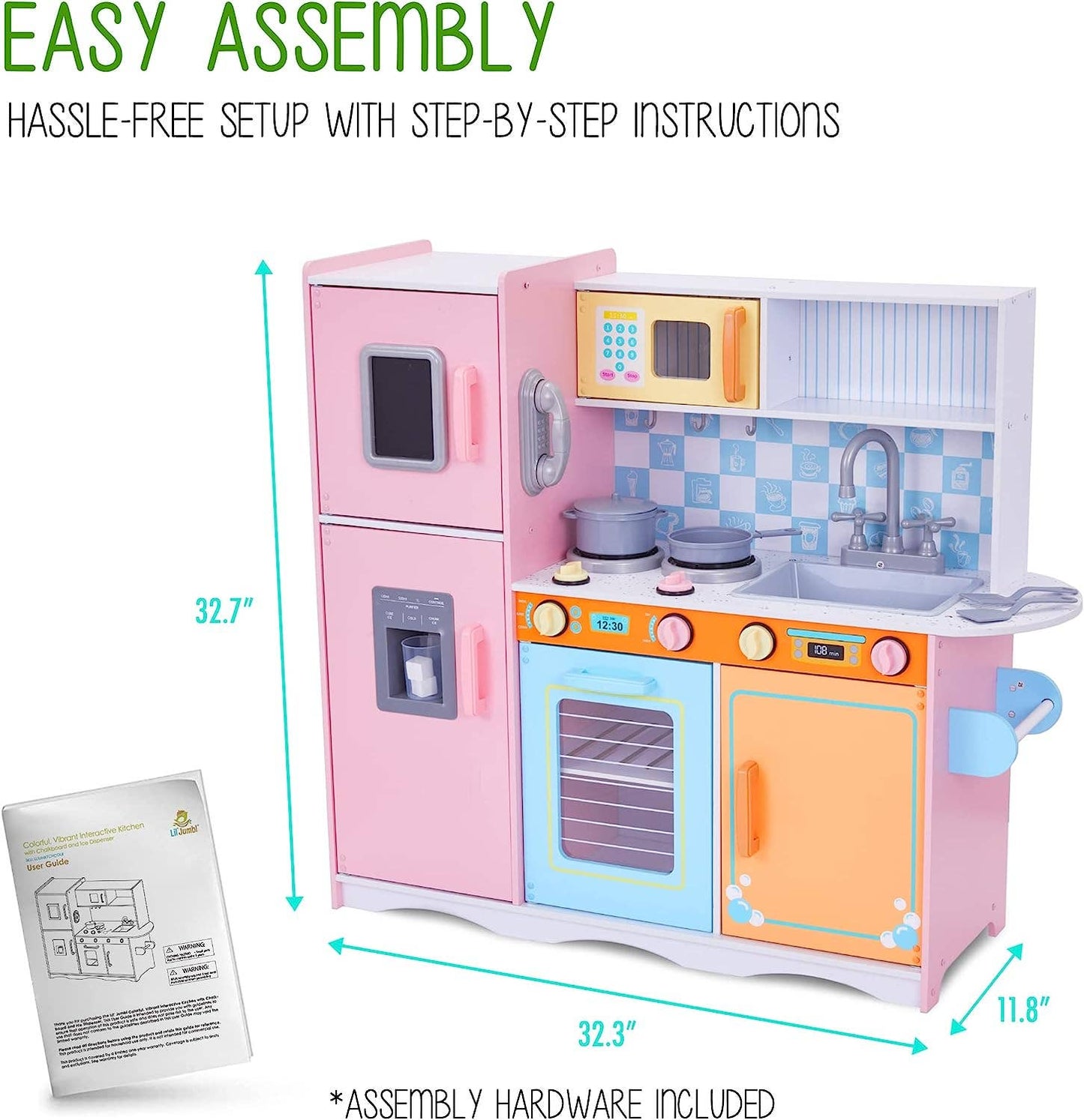 Kids Kitchen Set, Pretend Wooden Kitchen Playset: Colorful