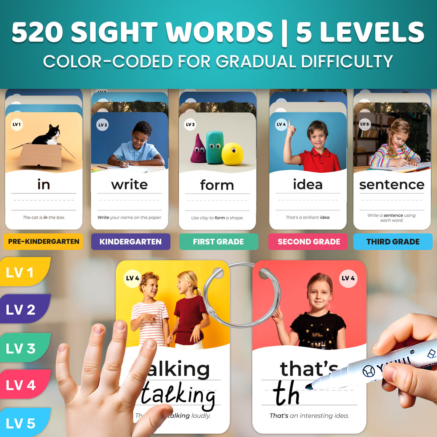 Flash Cards Writing Realistic Images