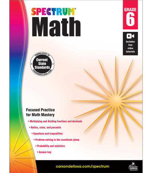 Spectrum Math Workbook Grade 6 Paperback