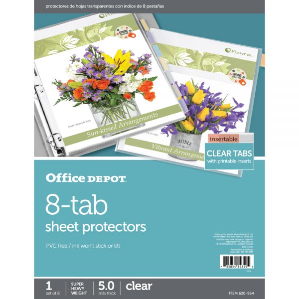 Tabbed Sheet Protectors, 8-1/2" x 11", 8-Tab, Clear