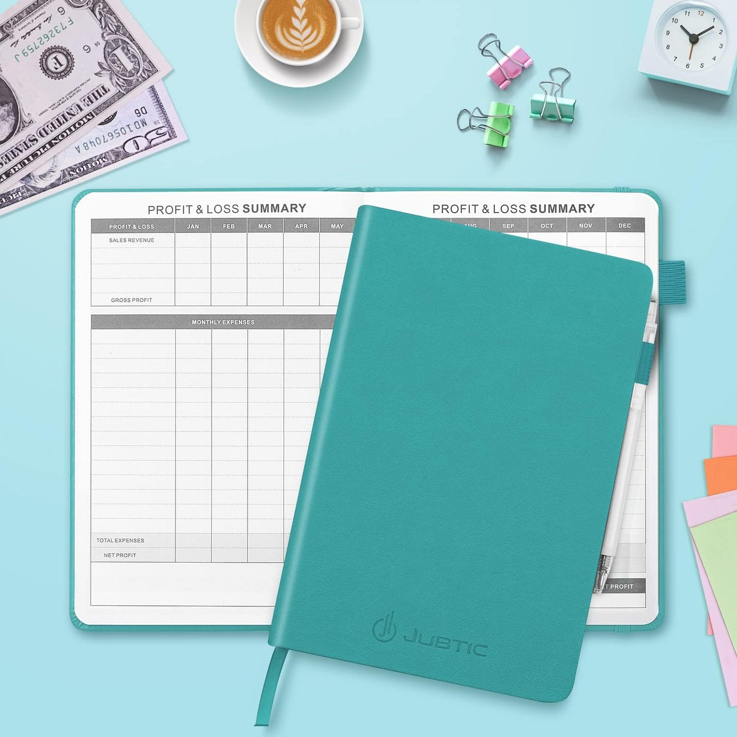 Expense Tracker Notebook- Income & Expense Ledger Book Accounting Bookkeeping with Receipt Pocket
