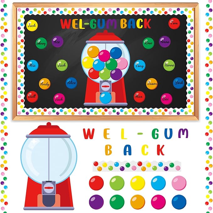 100 Pcs Gumball Machine Bulletin Board Decoration Set Colorful Bubble Gumballs