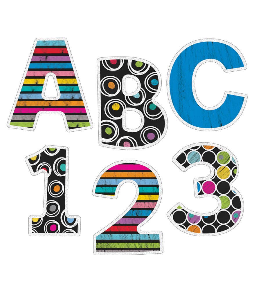 Colorful Chalkboard Bulletin Board Letters: 76 Pieces