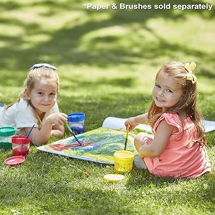 Melissa & Doug Spill-Proof Paint Cups - 4-Pack, Airtight Seal, Snap Lids - Kid-Safe Reusable No-Spill Paint Cups Storage Containers
