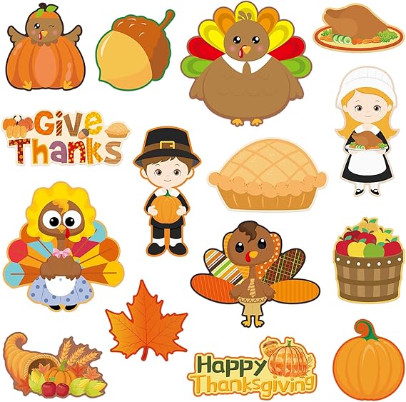 Thanksgiving Turkey Cutouts Fall Bulletin Board Decorations Set