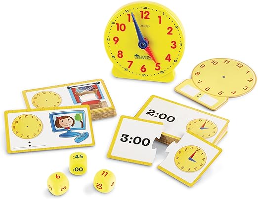 Learning Resources Time Activity Set - 41 Pieces, Ages 5+,Clock for Teaching Time, Telling Time, Homeschool Supplies