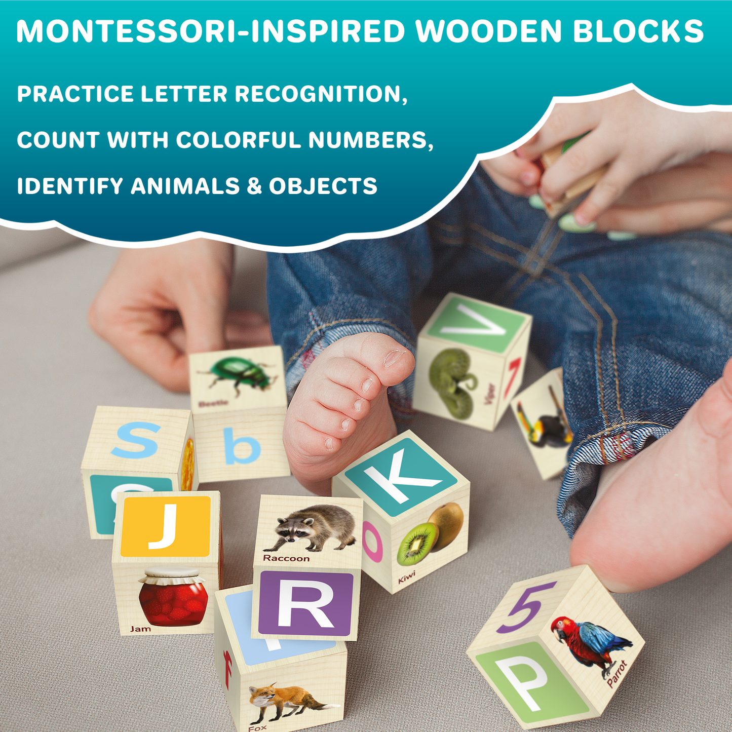Montessori Wooden Blocks | 35 Realistic ABC Blocks