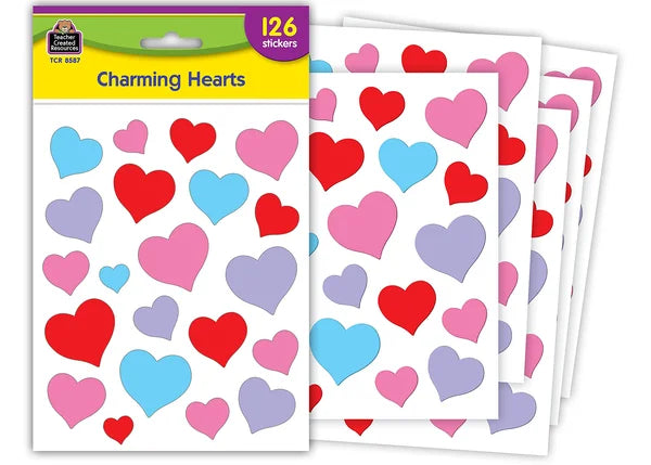 These charming hearts stickers are acid-free and lignin-free. Sizes vary from approx. 1⅛" to ½". 4 colors. 120 stickers per pack.