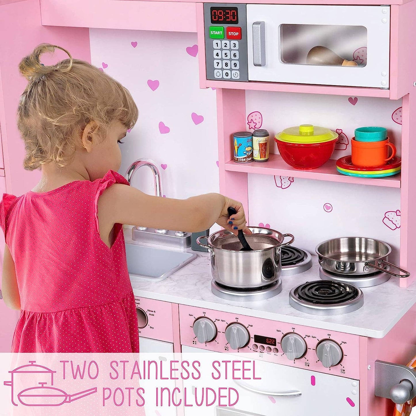 Kids Kitchen Set, Pretend Wooden Kitchen Playset: Colorful