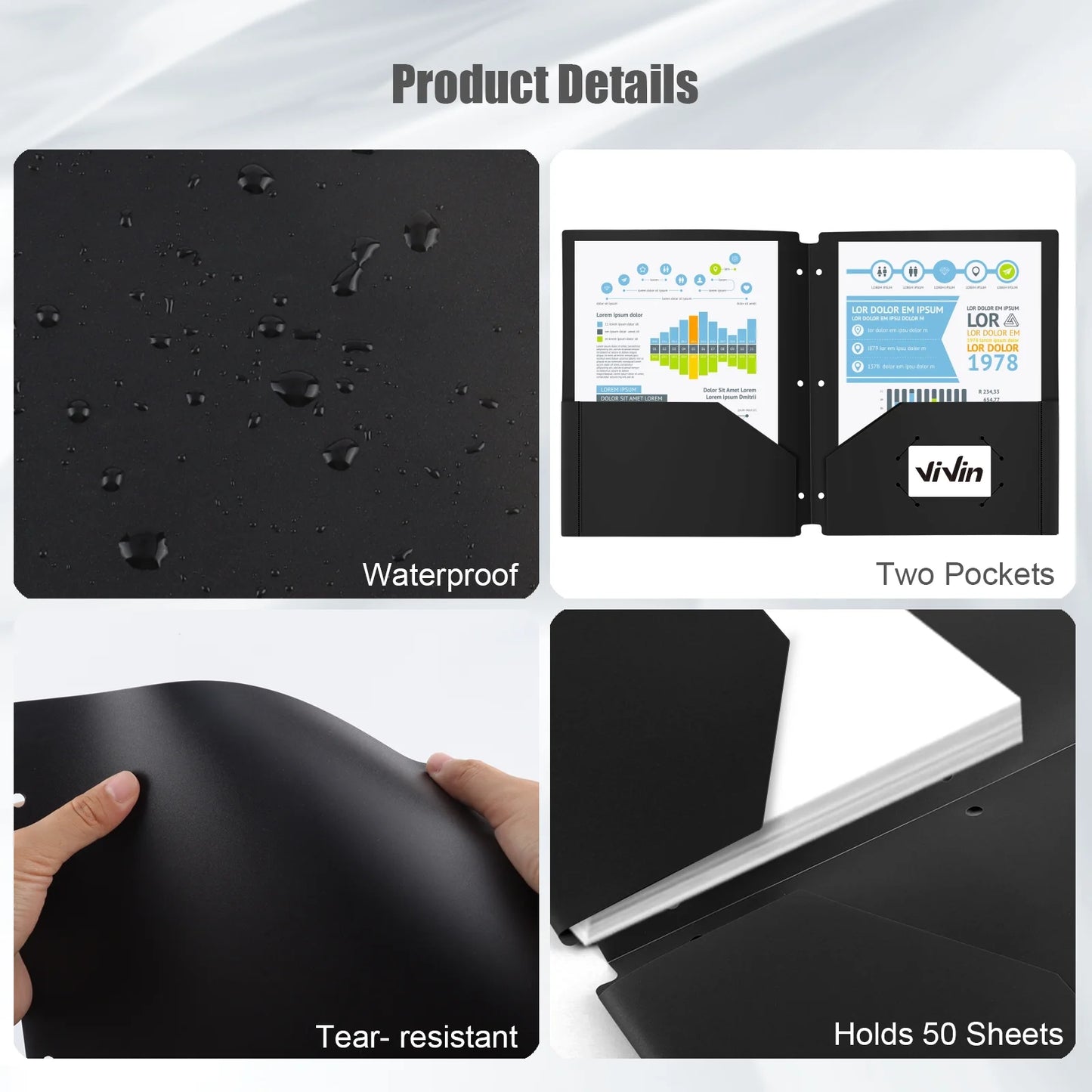 Pen + Gear 2-Pocket Poly Folders, 3 Holes, Letter Size