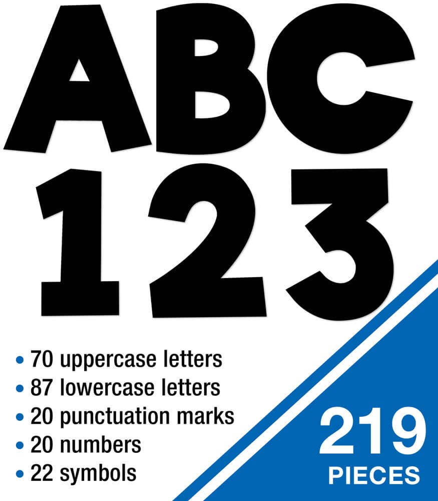Black Combo Pack Bulletin Board Letters: 219 Pieces