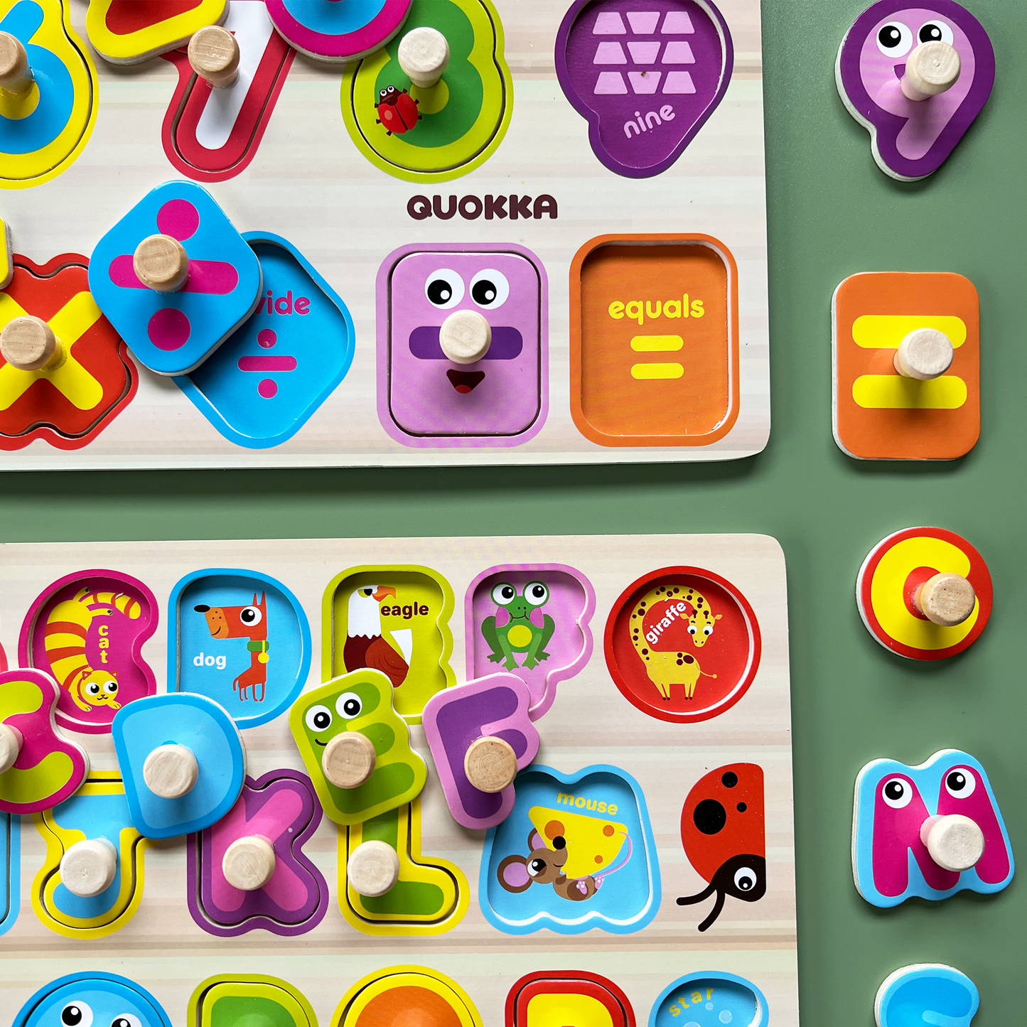 6xSET Wooden Puzzles for Toddlers |ABC, Numbers, Animals