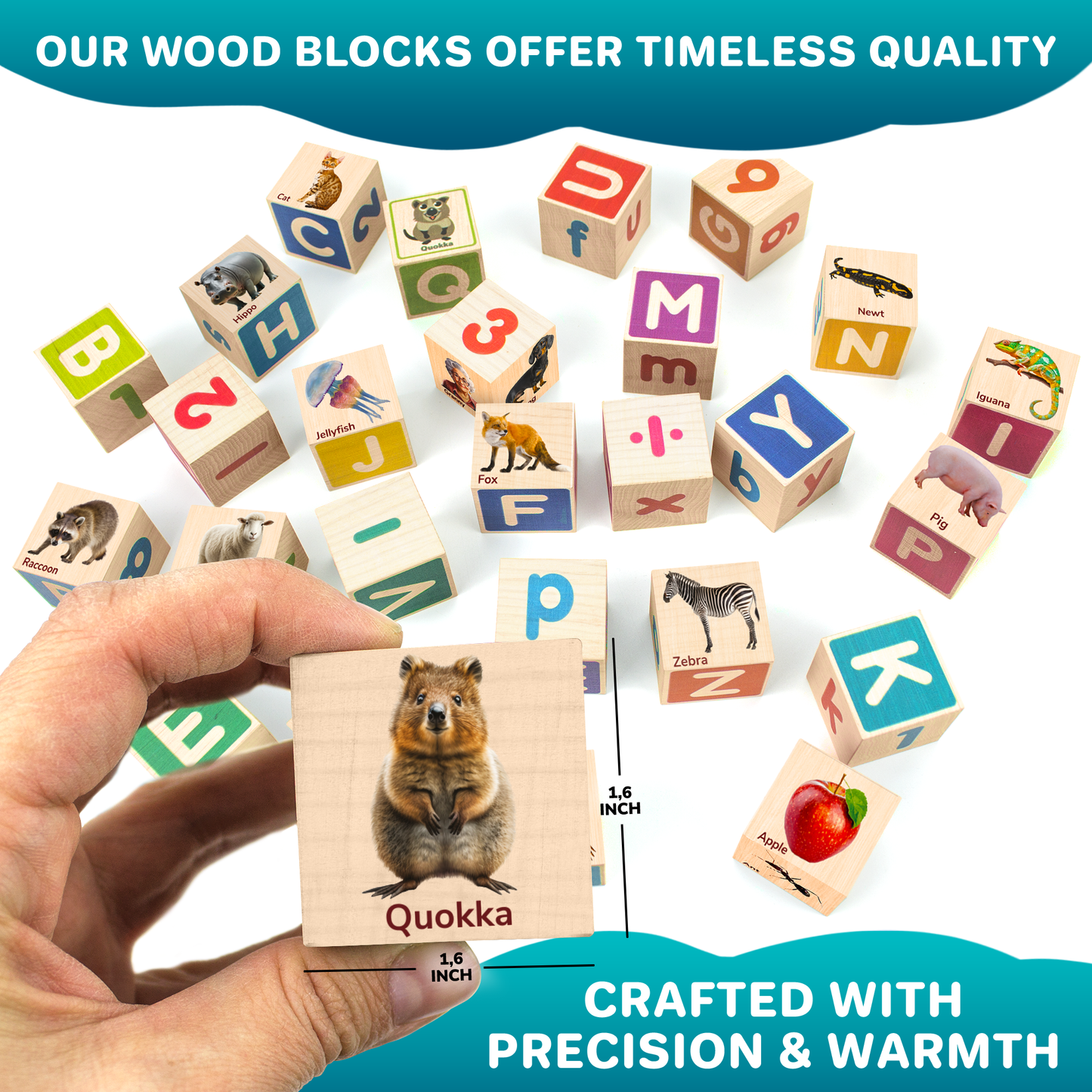 Montessori Wooden Blocks | 35 Realistic ABC Blocks
