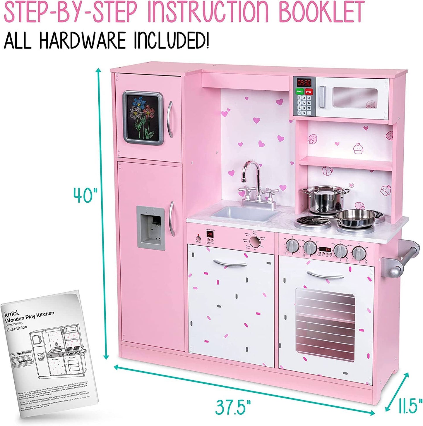 Kids Kitchen Set, Pretend Wooden Kitchen Playset: Colorful