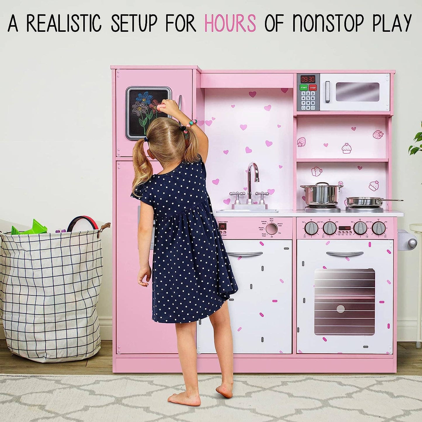 Kids Kitchen Set, Pretend Wooden Kitchen Playset: Colorful