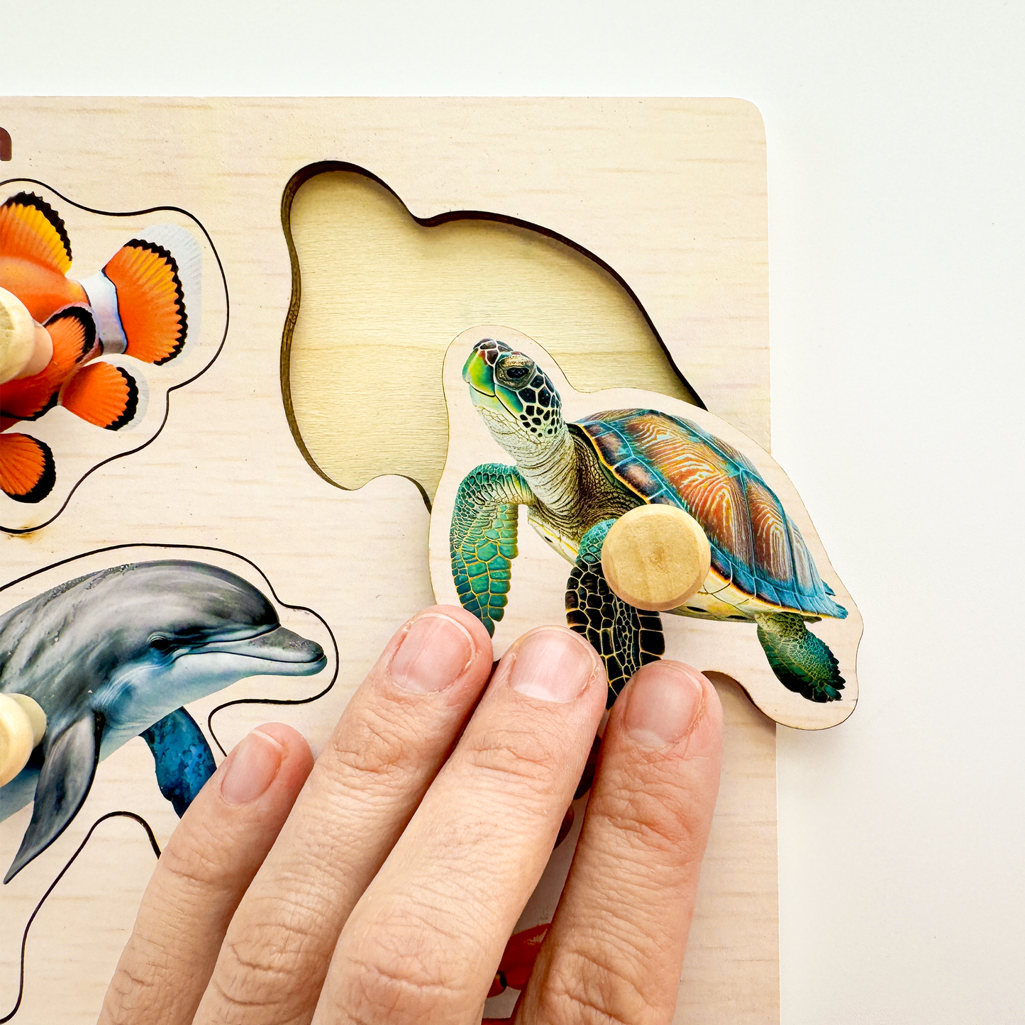 4xSET Wooden Pegged Puzzles for Toddlers | Animals