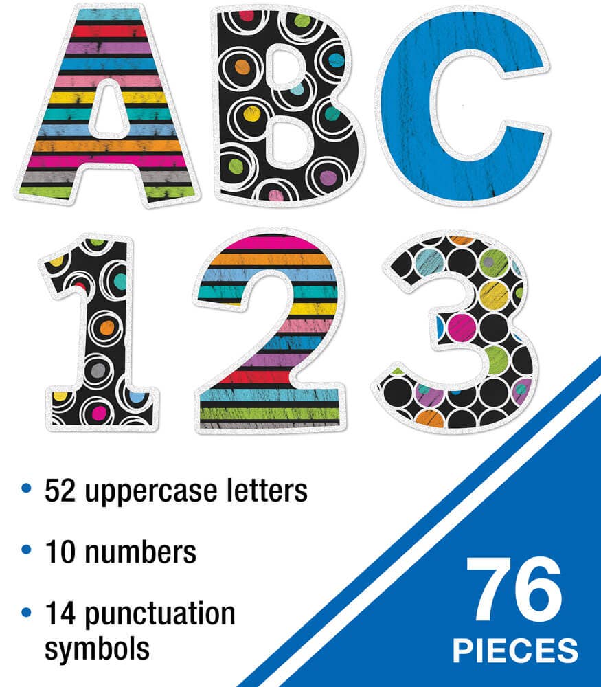 Colorful Chalkboard Bulletin Board Letters: 76 Pieces