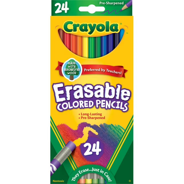Cra-Z-Art Erasable Colored Pencils, 24 Pack,