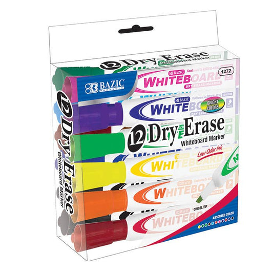 Bright Color Chisel Tip Dry Erase Markers - Pack of 12