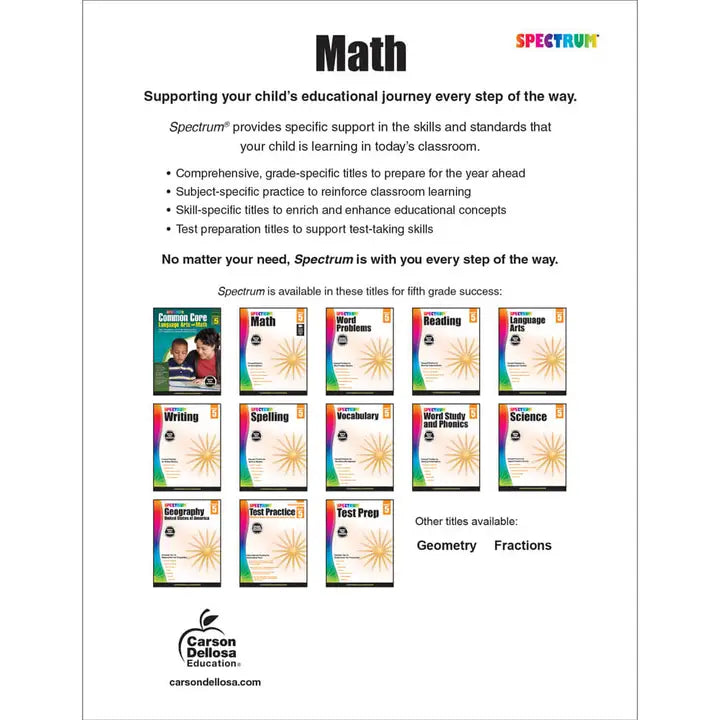 Spectrum Math Workbook, Grade 5