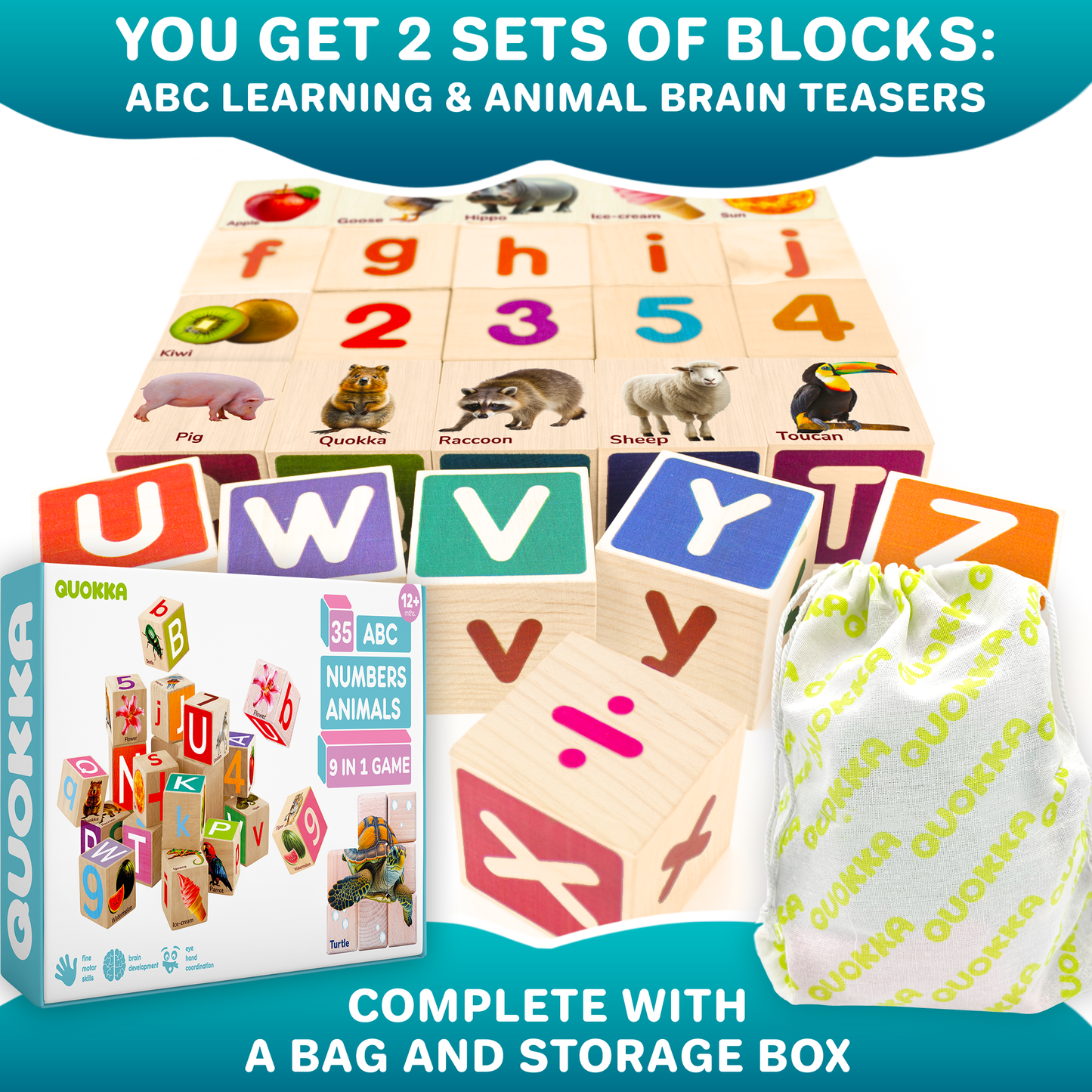 Montessori Wooden Blocks | 35 Realistic ABC Blocks